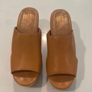 Charlotte Stone Tan Mules with Medium Block Heel